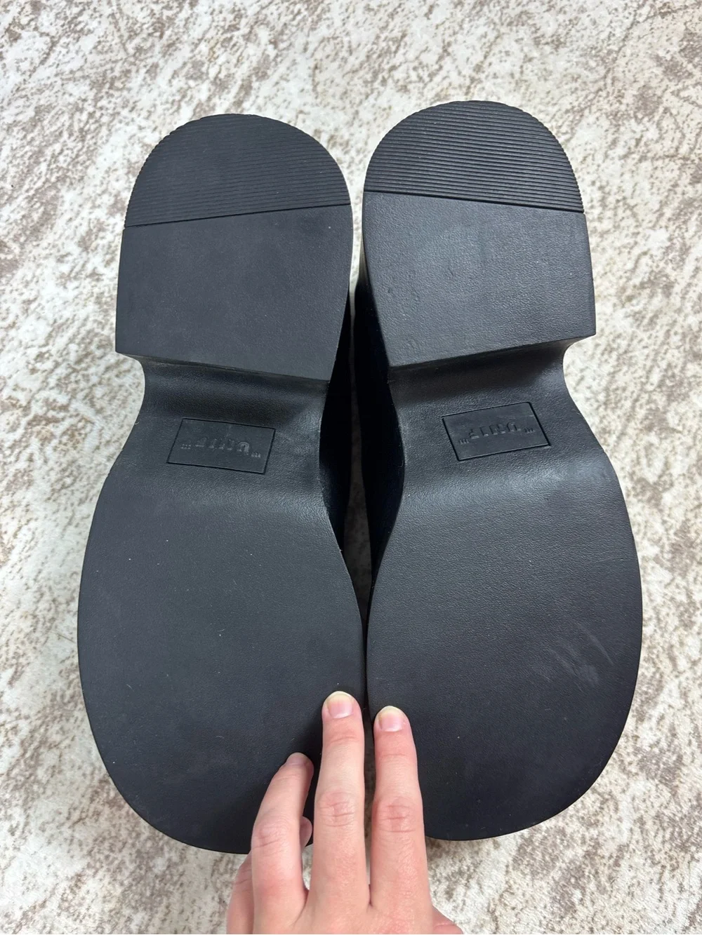 UNIF Black Leather Flex Platform Slip On Shoe Size 11